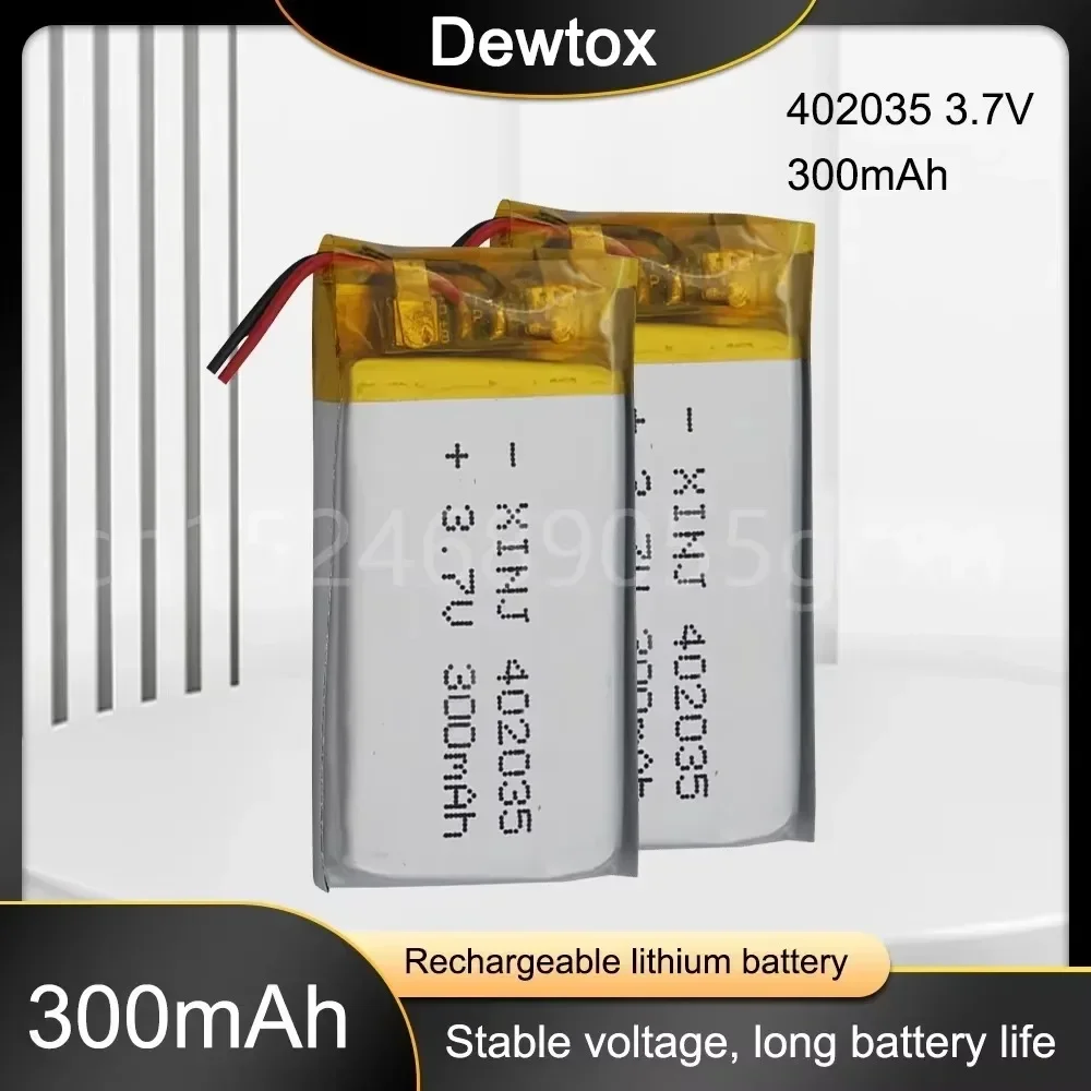 Wysokiej jakości 3,7 V 402035   Baterie litowo-polimerowe Lipo 300mAh Zamiennik baterii litowo-jonowej do zestawu słuchawkowego Bt Zabawki MP3