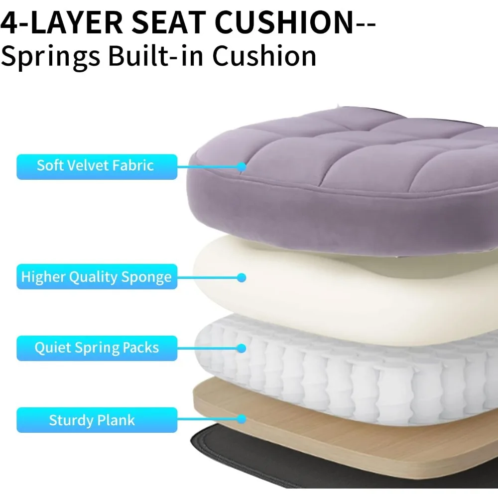 كرسي مكتب من القماش عالي الظهر أرجواني، كراسي مكتب تنفيذية مخملية بأذرع قابلة للطي، كراسي مكتب مريحة مع دعم قطني