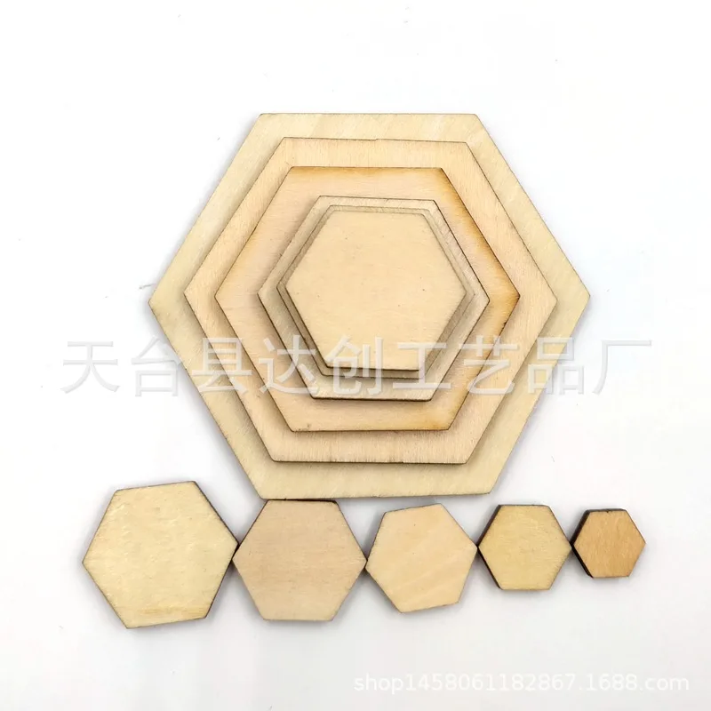 ログリンデンボード六角形木材 DIY 木材手作り落書き装飾合板チップ、完全な仕様