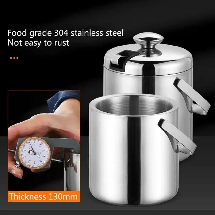 Enduring Effect Heat Preservation Ice Bucket Stainless Steel Ices Bucket With Tong Lid Bar Chilling Beer Cooler Champagne Bucket