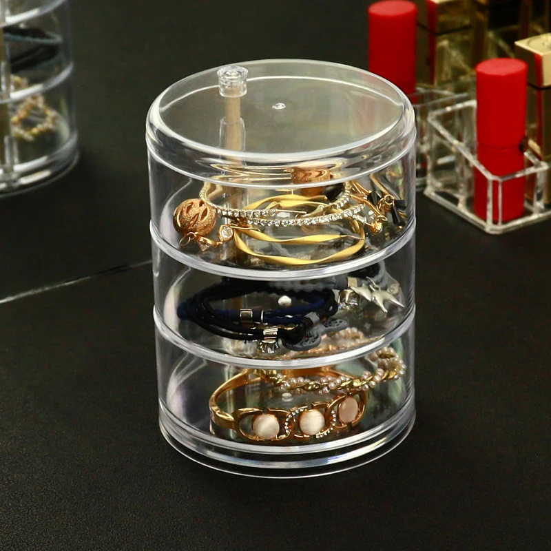 Acrylic Clear Round Storage Box Stackable Belt Rack Display Holder For Watch Jewelry Cosmetics Bracelets Rings Craft Toys Ties