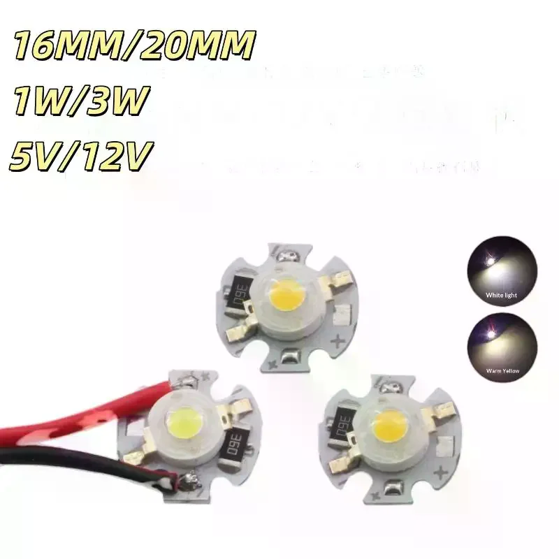 5/10Pcs 16mm 20mm LED Lamp Boards 1W 3W Single Color 5V 12V Warm Neutral White Spotlights Downlights Sunset Lights