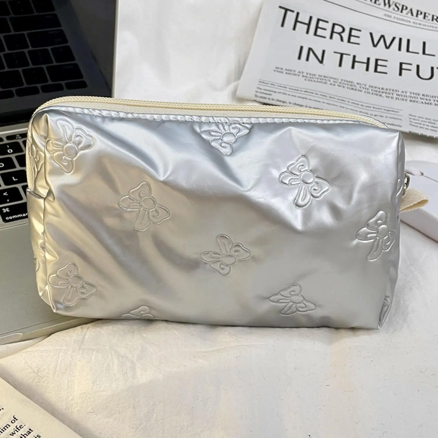 Borsa con fiocco semplice Custodia portatile per assorbenti Organizzatore per auricolari Custodia per trucco da viaggio
