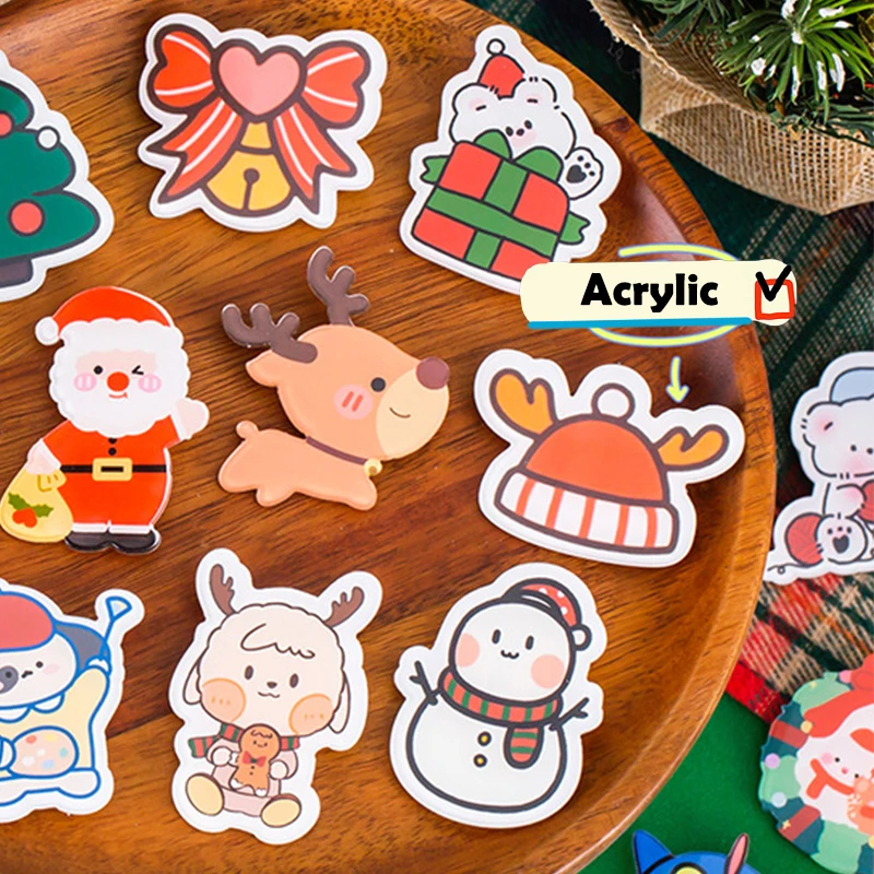 Cartoon Cute Christmas Brooch Personalized Exquisite Badge Xmas Tree Santa Claus Snowman Shawl Clips Clothing Accessories Gifts