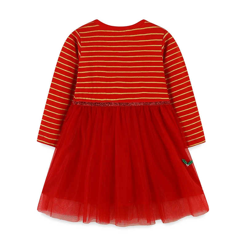 Little Maven Neonate Rosso Abbigliamento per bambini Autunno Abbigliamento per bambini Cartoon Cervi di Natale Maniche lunghe Abito a rete in cotone