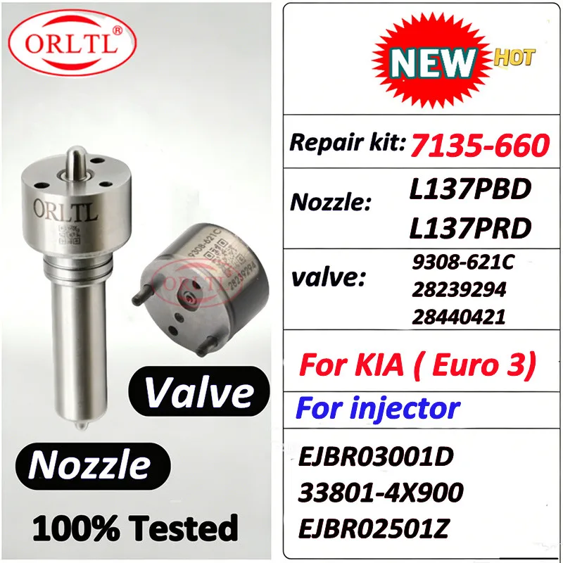 

Injector Repair Kits 7135-660 Nozzle L136PBD Valve 9308-621C for Delphi KIA EJBR03001D 33801-4X900 EJBR02501Z 33800-4X900