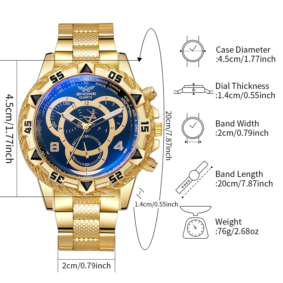 2PCS Men Business Watches Luxury Gold Plated Steel Band Men Quartz Watch Set Relogio Masculino（Without Box）