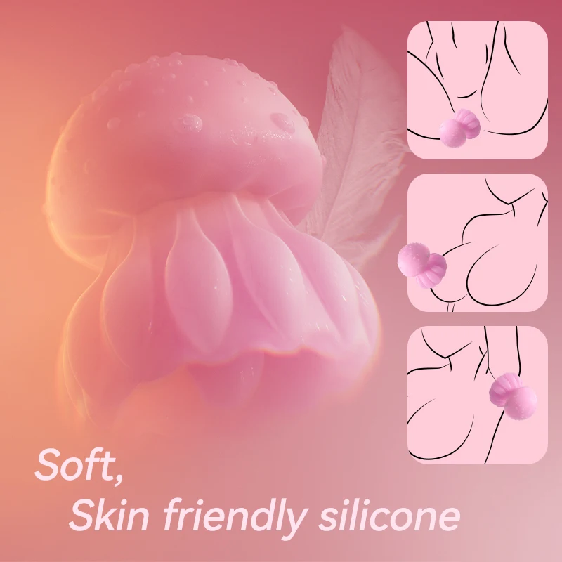 レインボーLEDクラゲ舌舐めバイブレーター10モード乳首クリトリス刺激器大人用セックストイカップル個人女性向け