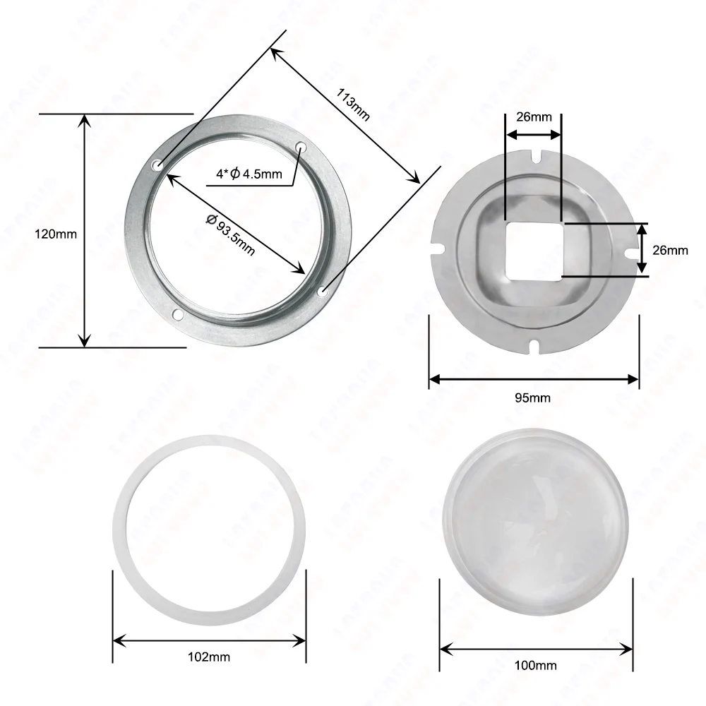 45 60 90 120 Degrees LED Lens Optical Glass 100mm + Reflector Collimator + Fixed Holder For 20W 30W 50W 100W LED COB Chip