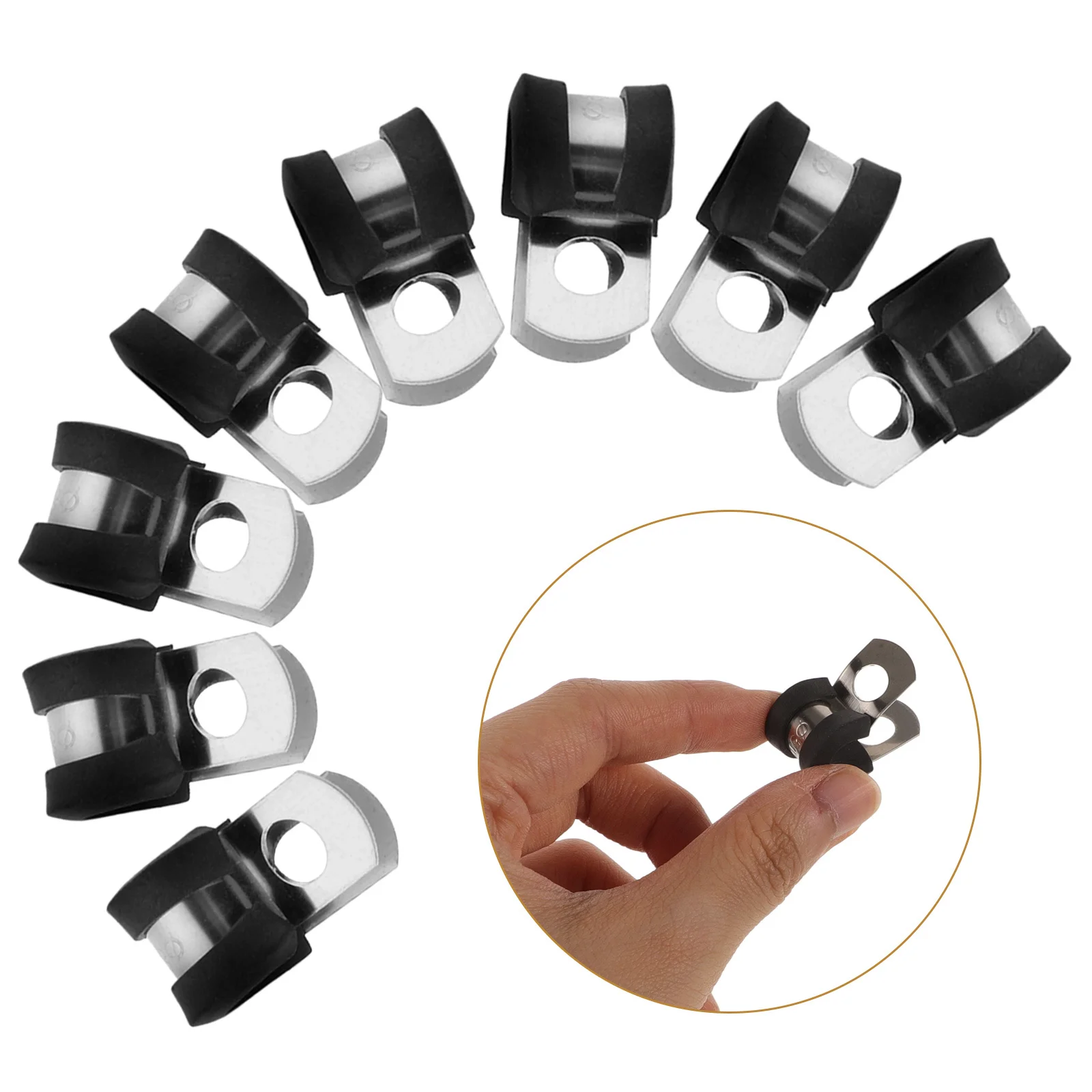 

20Pcs Cable Clamps Stainless Steel with Rubber Cushion for Hose Tube Wire Fixing Heavy Duty Wire Clips for Cables Clamp Set