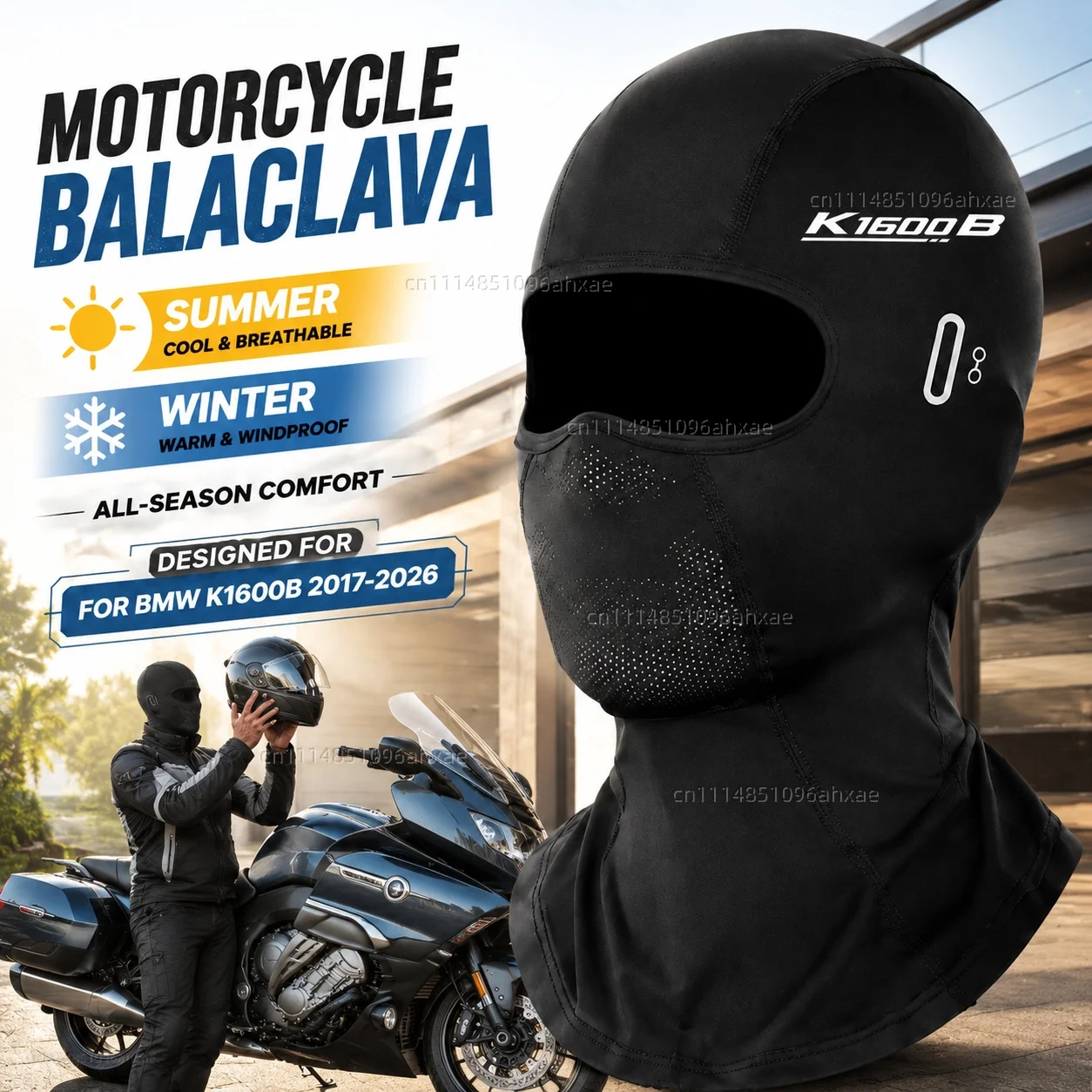 For BMW K1600B 2017-2026 Motorcycle Balaclava Summer Glasses Face Breathable Hole Winter Warm breathable waterproof cycling