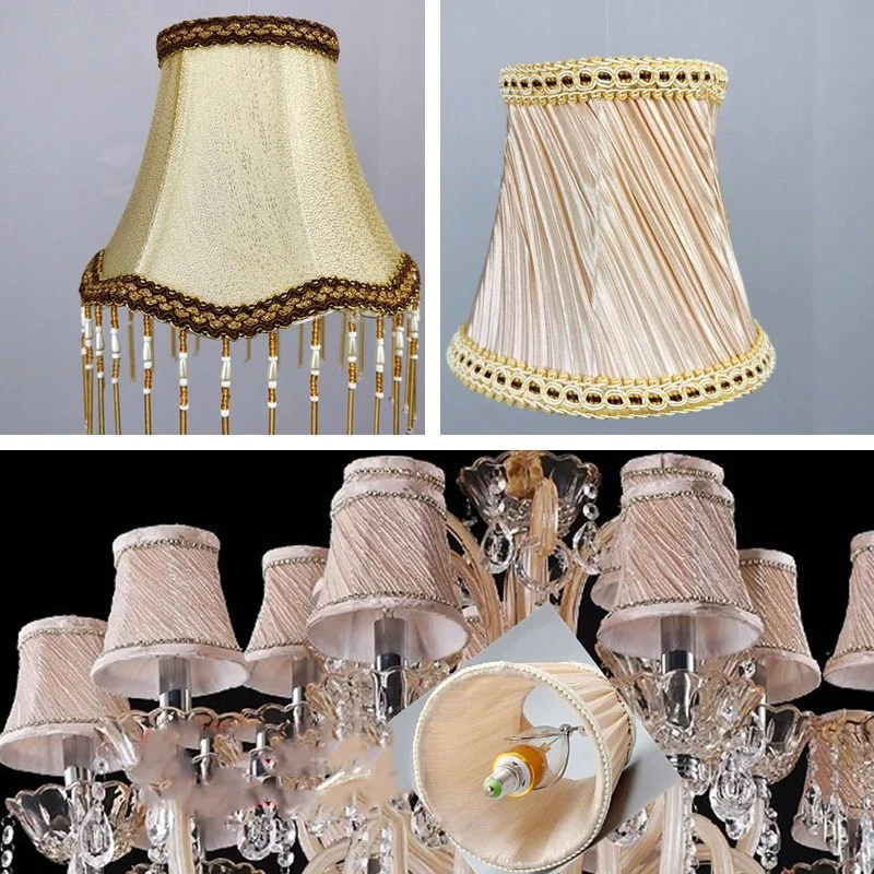 European Style Chandelier Lamp Shade Modern Clip On Droplight Wall Lamp Simple Chandelier Clip Fabric Drum Lamp Shade DIY Decor
