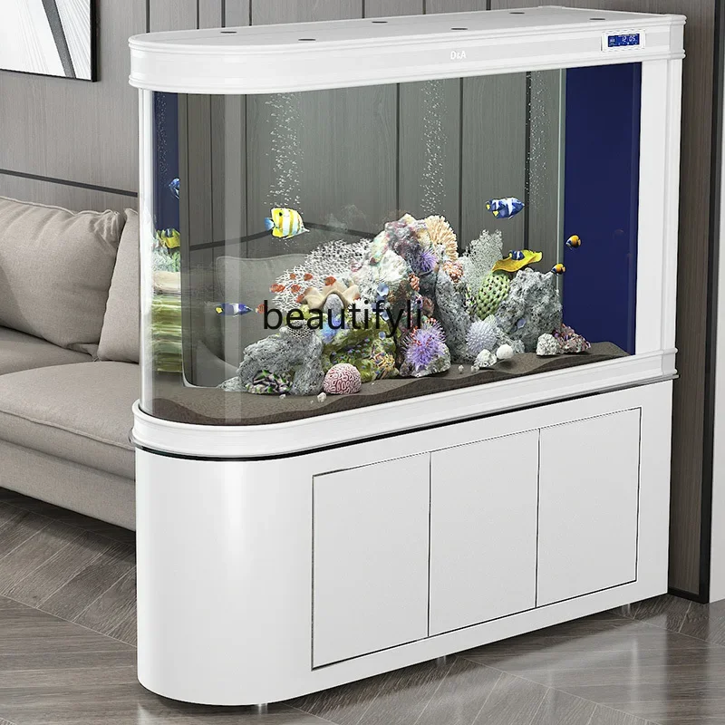 Fish tank living room household partition screen medium and large floor ecological bottom filter ornamental fish aquarium