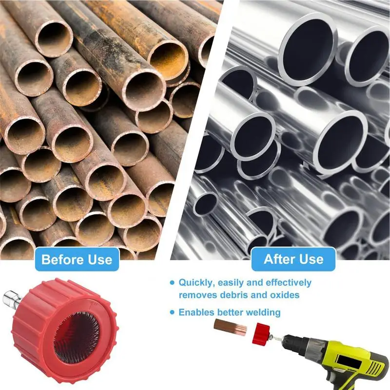 Spazzola per pulizia in rame 3X Spazzola per sbavatura portatile Pulitore per tubi Strumenti per tubi in rame Strumento per la pulizia dei tubi con 6 fili in acciaio inossidabile