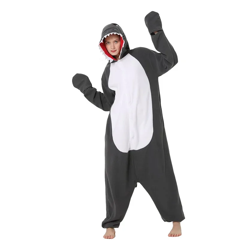 2025 Nieuwe Shark Onesies Voor Volwassenen Fleece Pijamas Kigurumi Anime Pyjama Vrouwen Hele Lichaam Cosplay Kostuum Mannen 1 Stuk Pyjama Hal