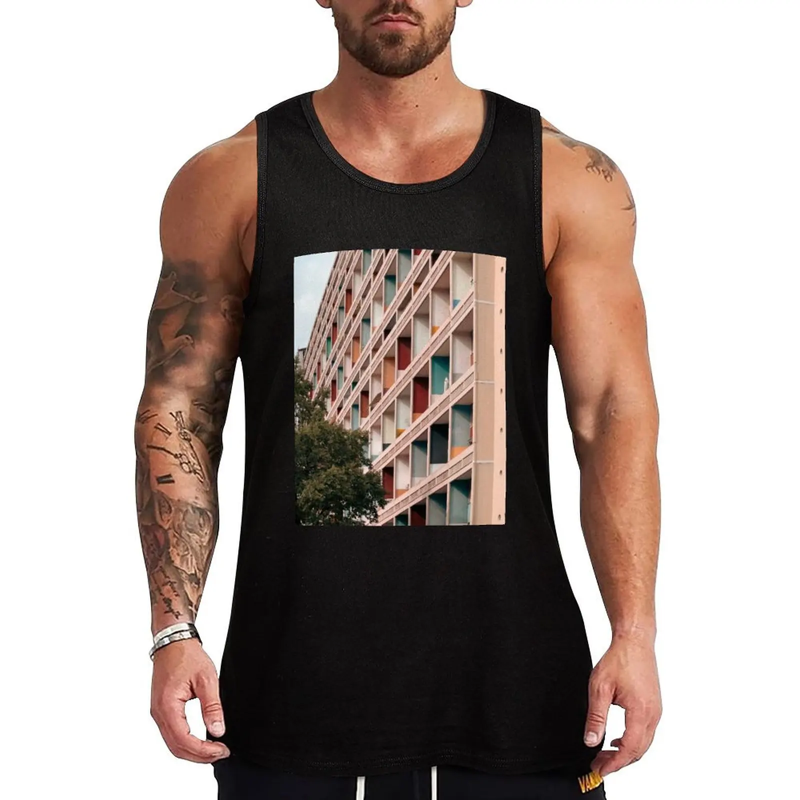 

Le Corbusier architecture in Berlin 03 Tank Top gym training accessories fitness Gym man vests for men