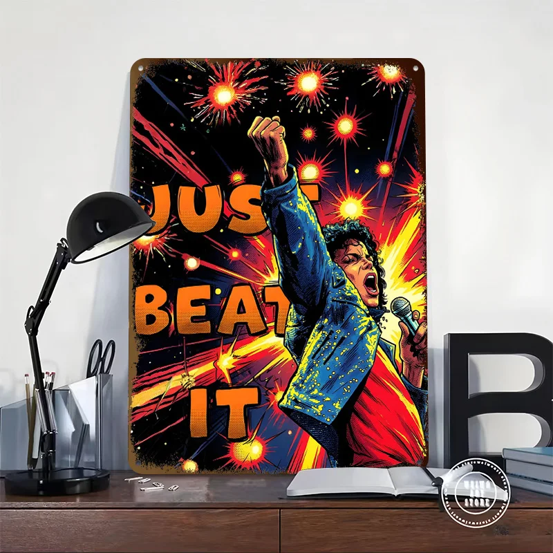 Michael Jackson 'Beat It' Metal Poster Perfect Gift for Fans Lovers Personalized Wall Art Metal Sign for Office Decor Room Home