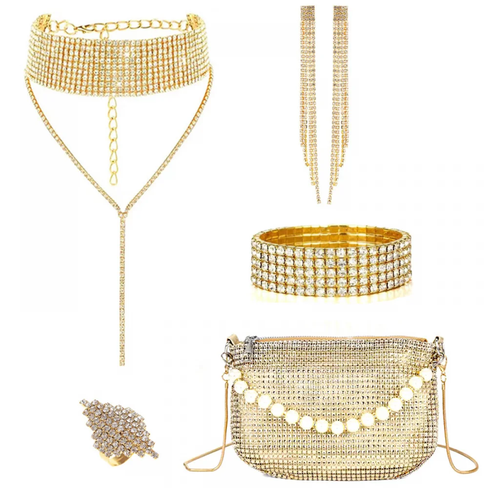 5ชิ้น70s ชุดอุปกรณ์เสริมสำหรับผู้หญิงชุดดิสโก้สำหรับปาร์ตี้ฮาโลวีนคริสต์มาส