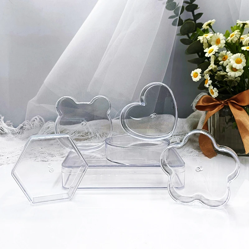 Mini Storage Box Heart Shape With Cover Flower Shape Sundries Storage Box Transparent Multipurpose Jewelry Organizer Boxes