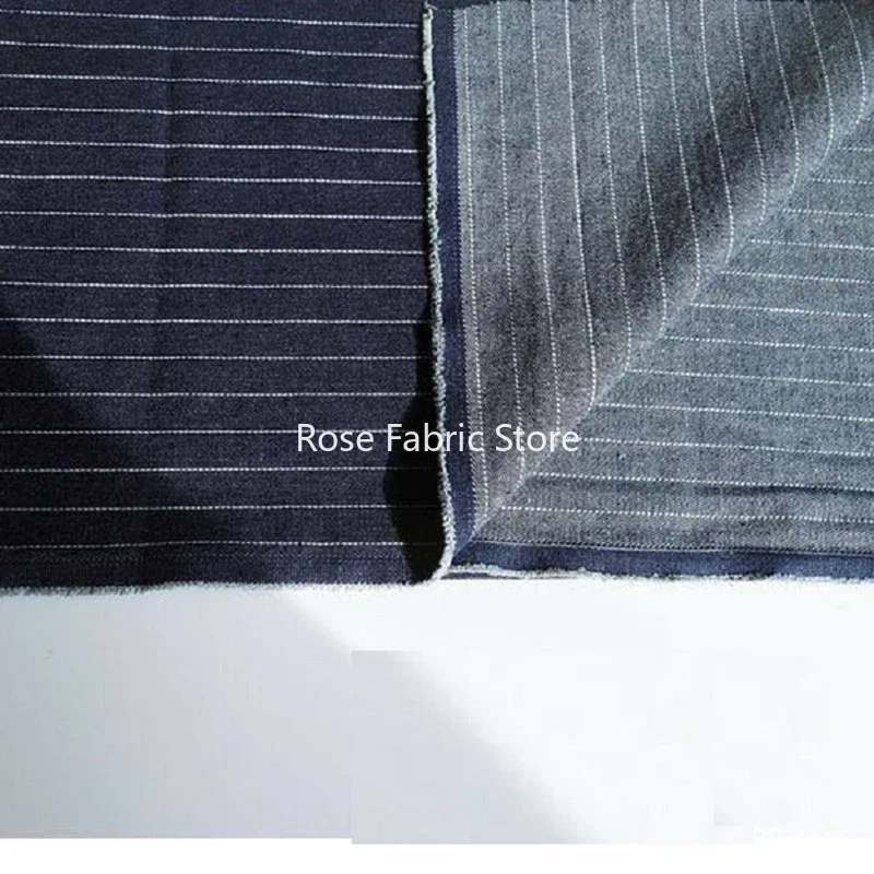 high quality Striped Denim Fabric Elastic Cotton After Washed Jeans With Stretch By The Meter  For Pants Suits Blazer 100X150cm