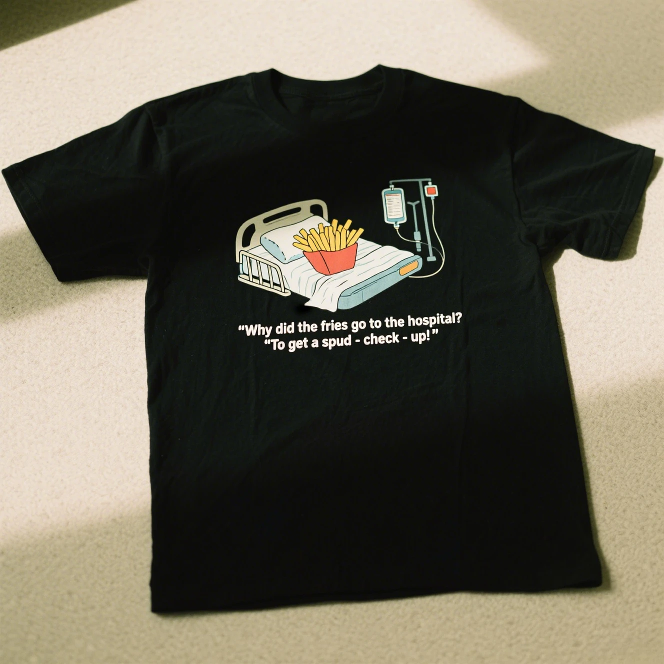 البطاطس المقلية الوقت الجرافيك الطباعة الصيف الفاخرة العلامة التجارية القطن الخالص الرجال المرأة تي شيرت قصير الأكمام الشارع الاتجاه موضة تيز