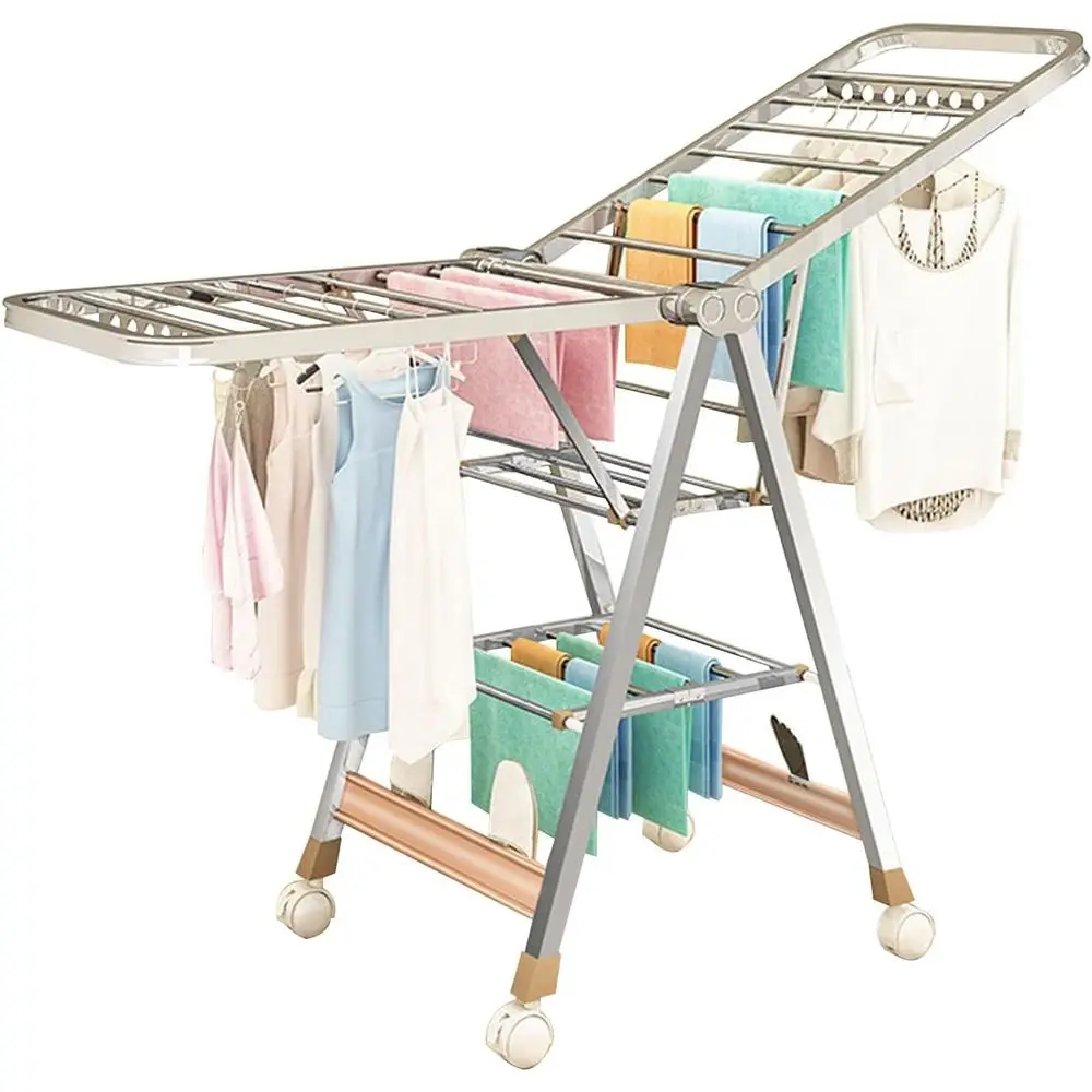 

Портативная 3-уровневая сушилка для белья, складная вешалка для одежды на открытом воздухе/в помещении, воздуховод 150 см для эффективной сушки одежды