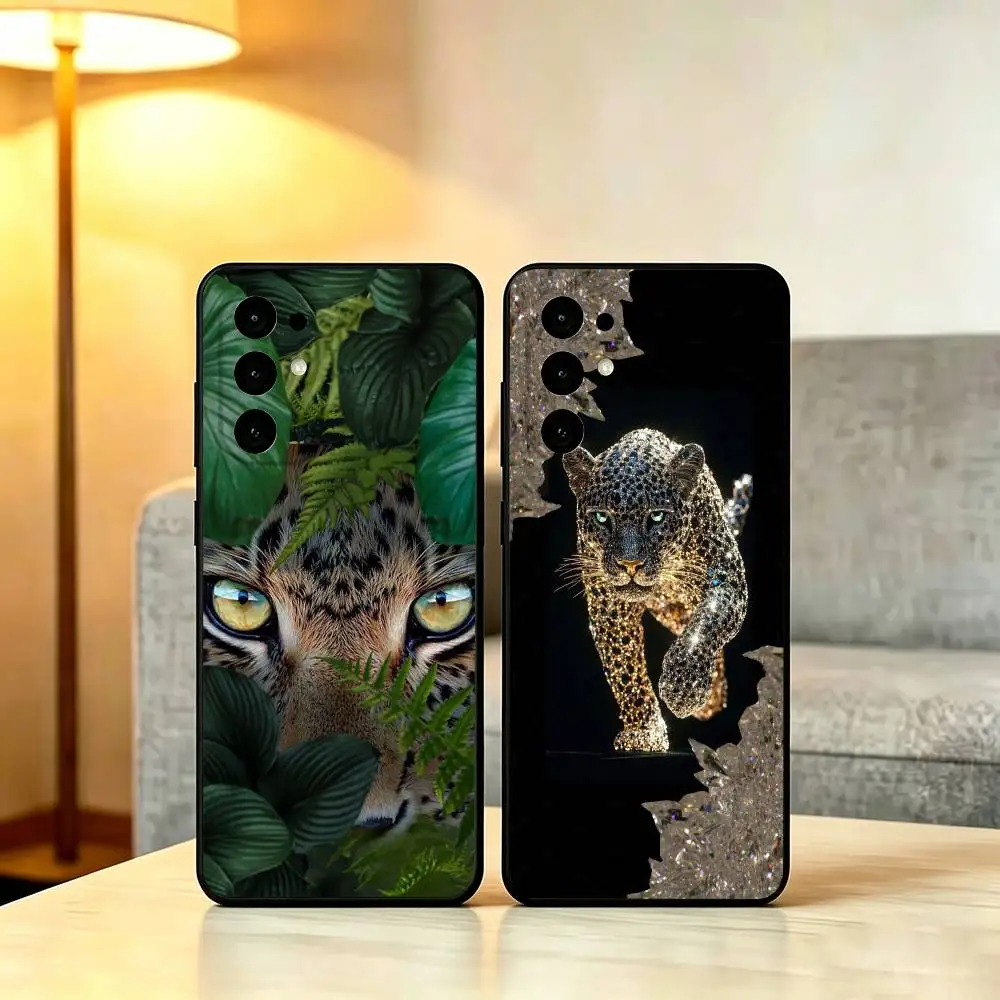 Animal F-Fortune Leopard Phone Case For Samsung S25,S24,S21,S22,S23,S30,Ultra,S20,Plus,Fe,Lite,Note,10,Soft Black Cover