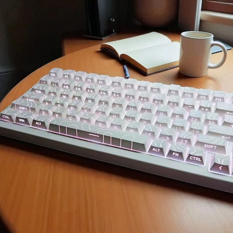 97/133 Keys Contour Lines Keycaps Side-lit Cherry Profile Bl
