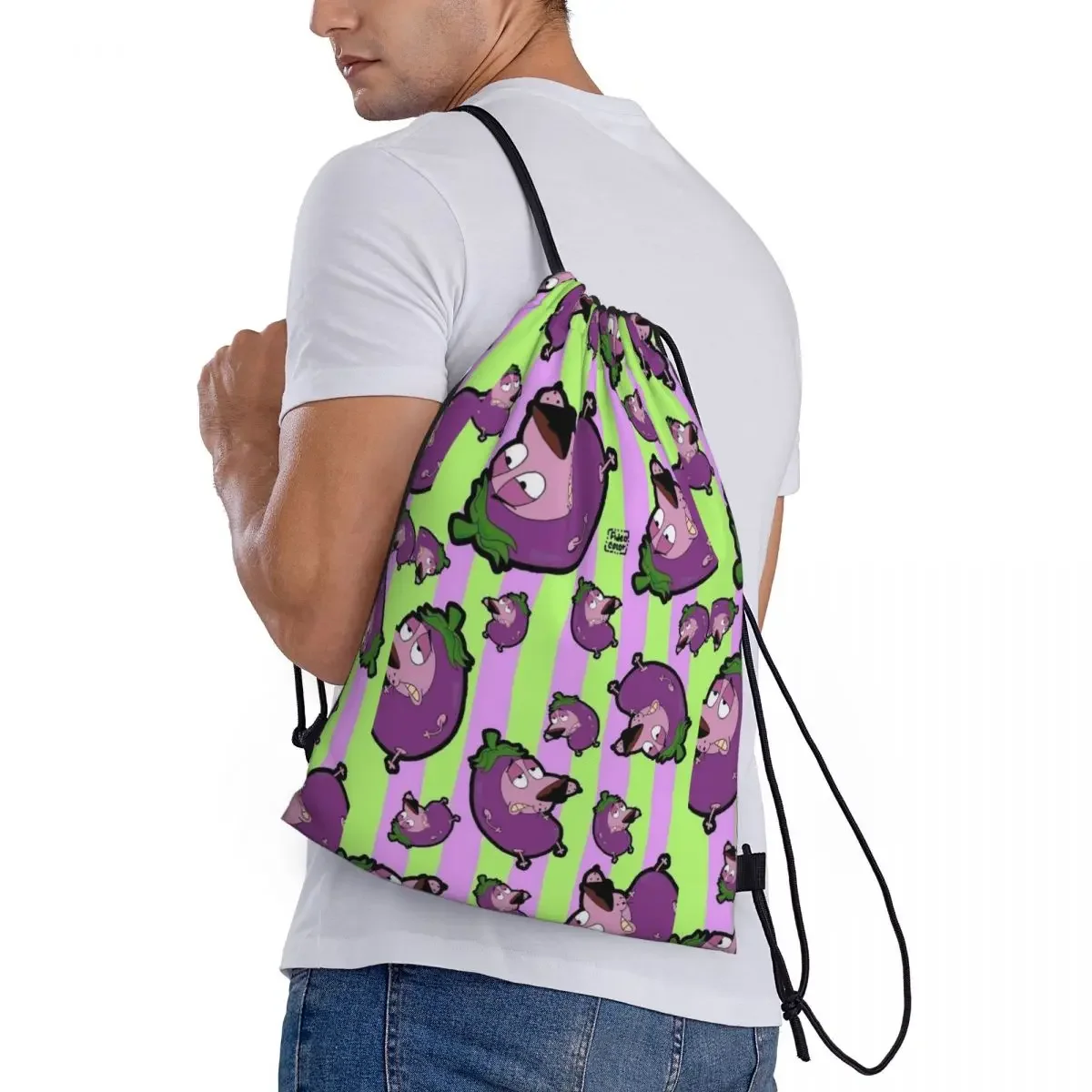 Custom C-Courage The Cowardly Dog Drawstring Backpack Sports Gym Bag for Women Men Training Sackpack