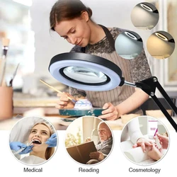 8X Illuminated Magnifier USB 3 Colors 64 LED Magnifying Glass for Soldering Iron Repair/Table Lamp/Skincare Beauty Tool