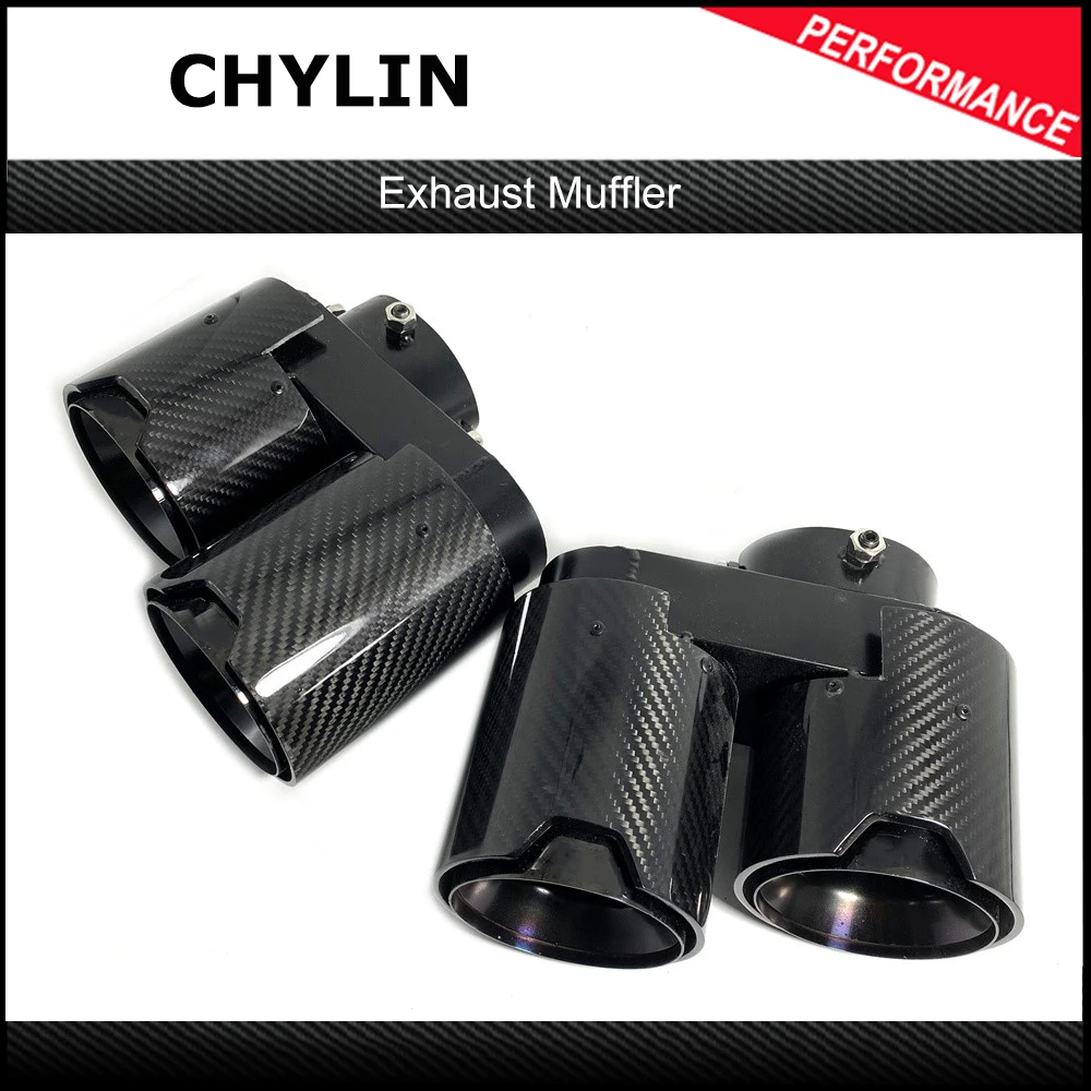 2PCS No Welding Nozzle Car Carbon Fiber Exhaust Tip For BMW G05 X5 G06 X6 G07 X7 2019+ Muffler Tip Exhaust Pipe System