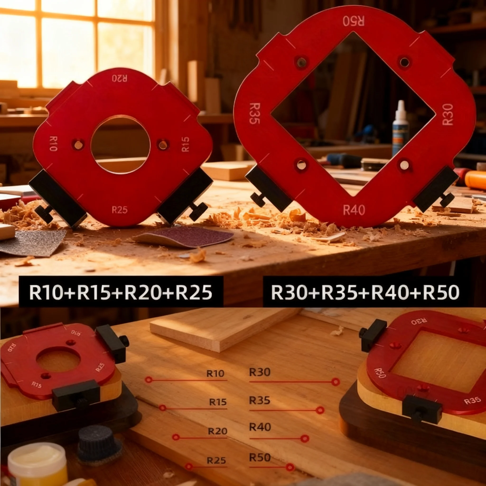 2pcs Woodworking Router Corner Radius Arc Angle Positioning Template, Positioning Bit Jig for  Custom Furniture DIY Wood Project