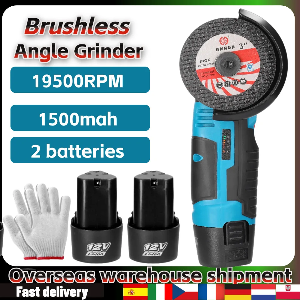 Mini Angle Grinder Brushless Cutter 12V Cordless Small Polishing Machine Cutting Portable Polisher Saw Blade Home DIY Power Tool