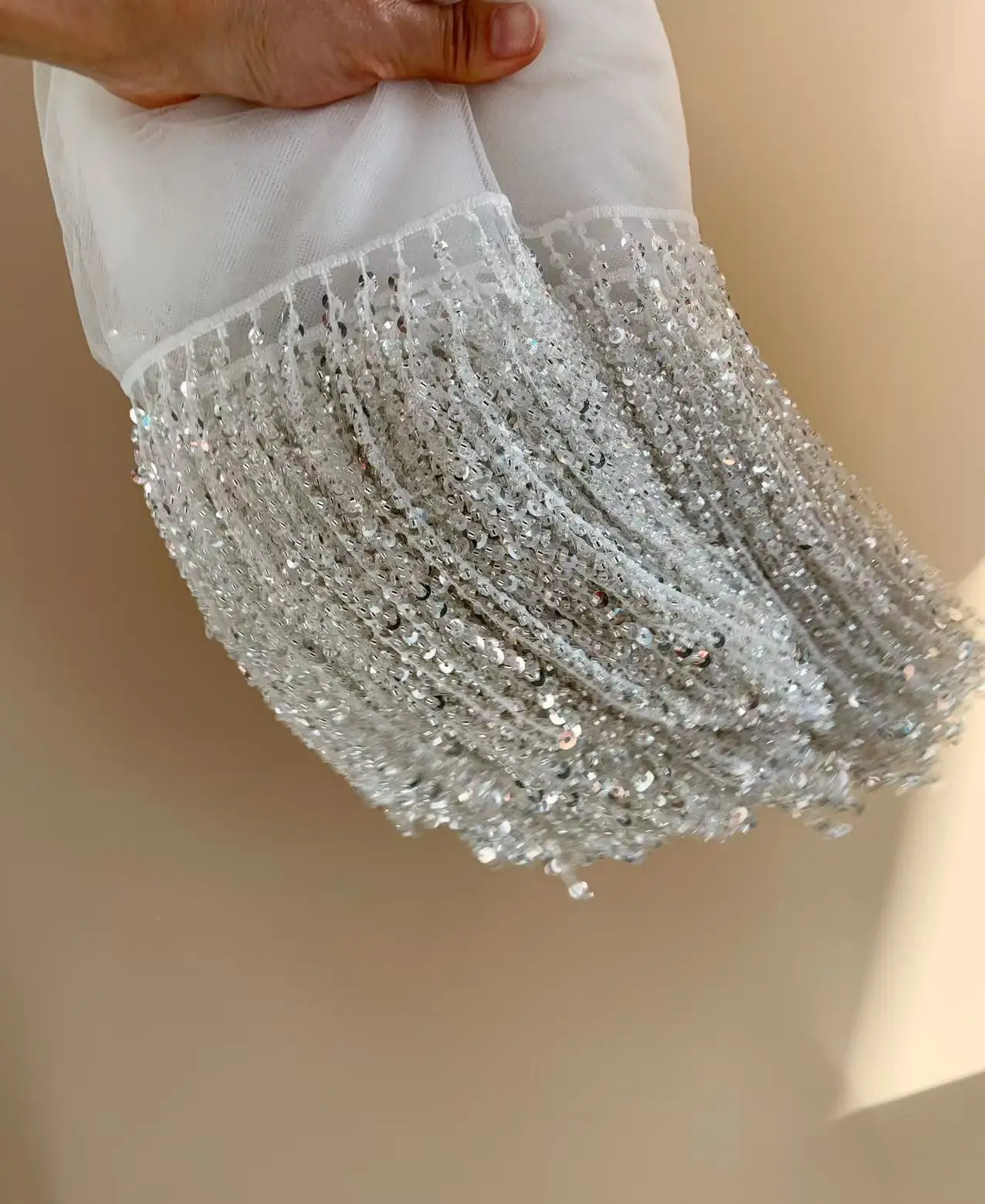 Cinta de flecos de cuentas plateadas de 1 yarda para suministros de danza, costura de bolsos, accesorios de encaje DIY