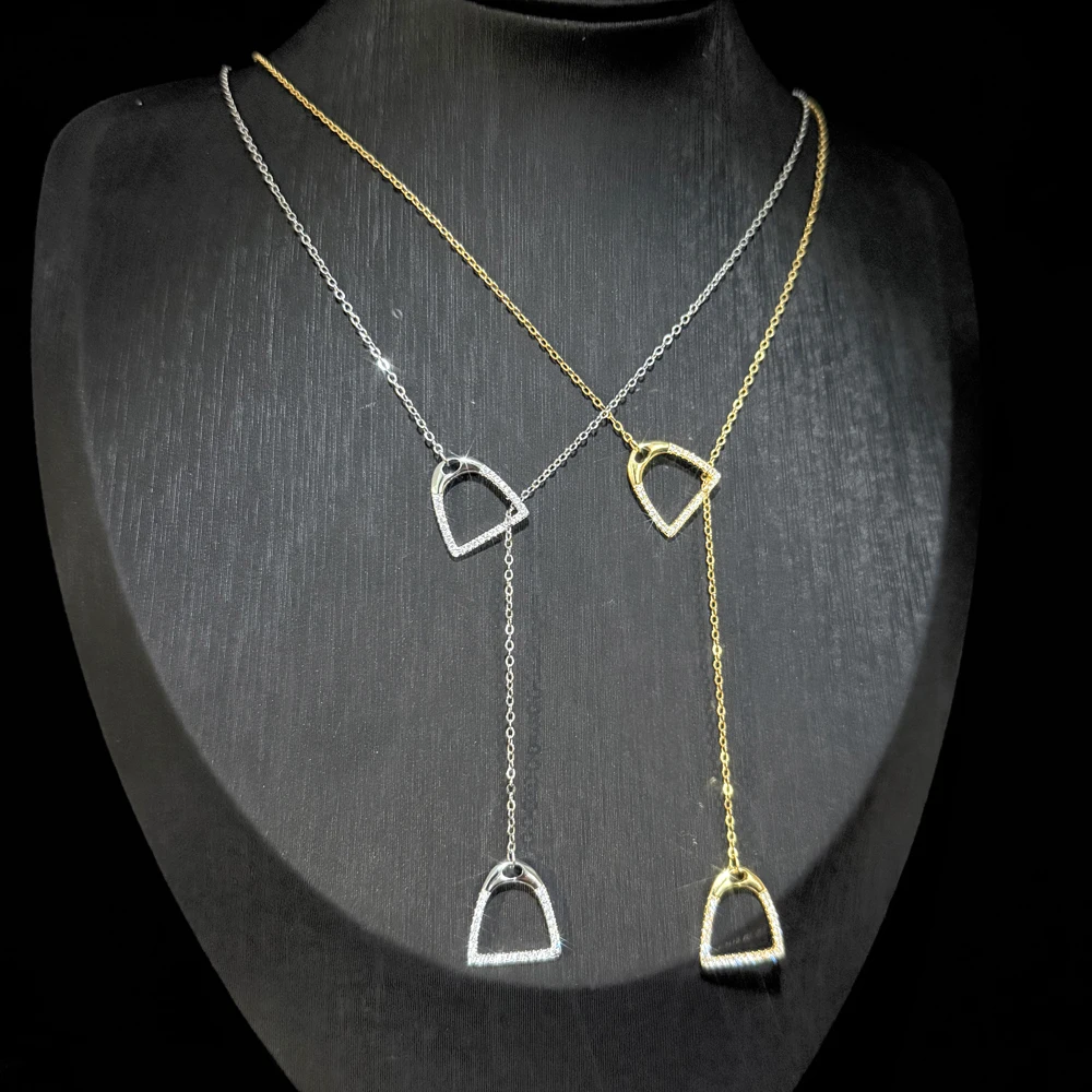 جديد 925 فضة الوهق طويل الحصان قلادة قلادة القلب السيدات عاشق الفروسية القلائد النساء المجوهرات