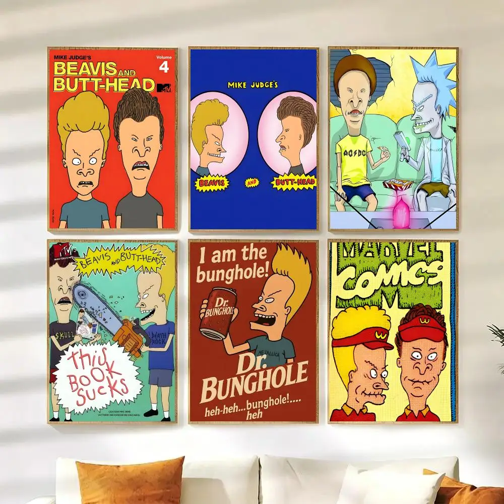 Beavis And Butthead Poster HD Wall Stickers Mural Self-Adhesive Decals Home Decor Bedroom Living Room Gift Idea