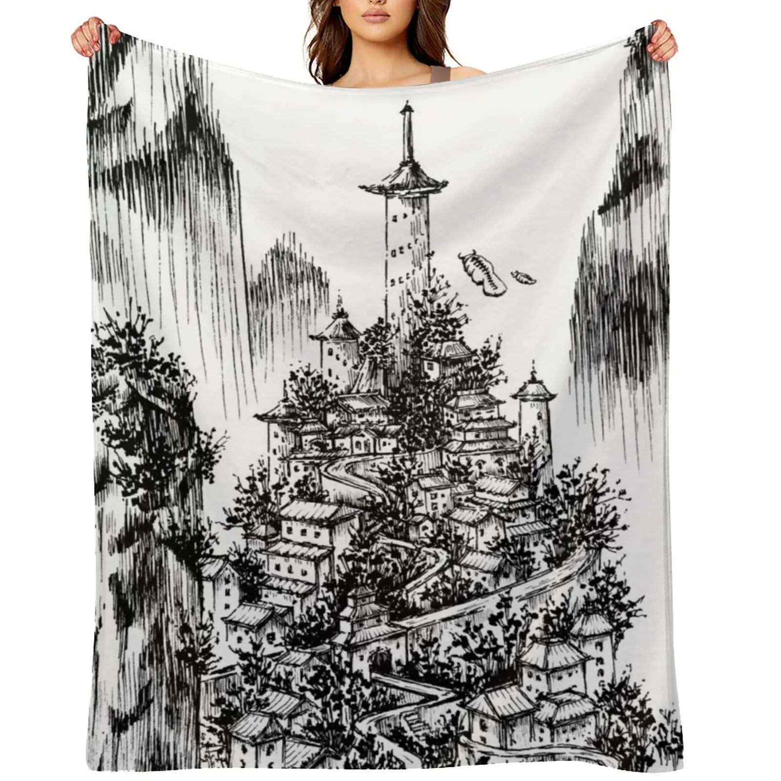 

Avatar Air Temples Mountain Design Throw Blanket for winter Winter beds decorative Hairy Blankets