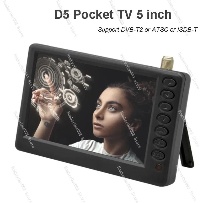 TV D5 5 pollici DVB-T2 ATSC ISDB-T digitale e analogico Mini piccolo televisore per auto supporto TV portatile USB TF MP4 AC3