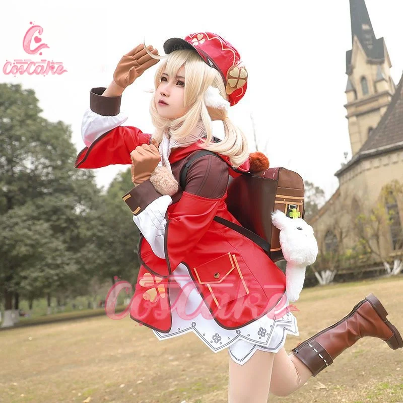 

Anime Game Genshin Impact Klee Spark Knight Cute Uniform Playfulness Outfit Dress Cosplay Costume Halloween