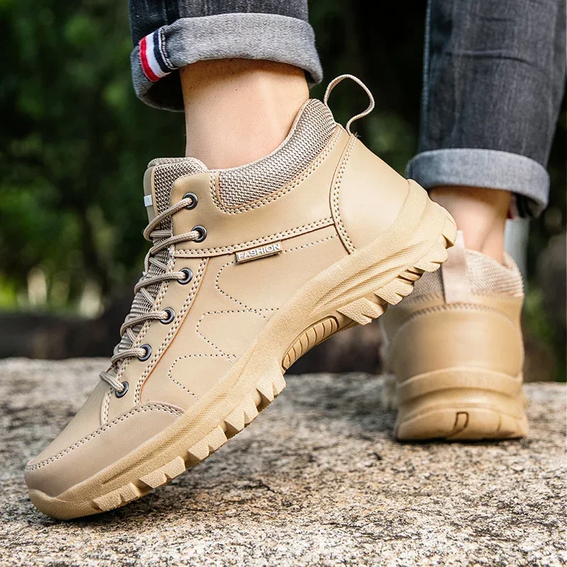 Men Tactical Boots Army Waterproof Climbing Shoe Safety Outdoor Motorcycle Work Hiking Shoe Breathable Anti-Slip zapatillas male