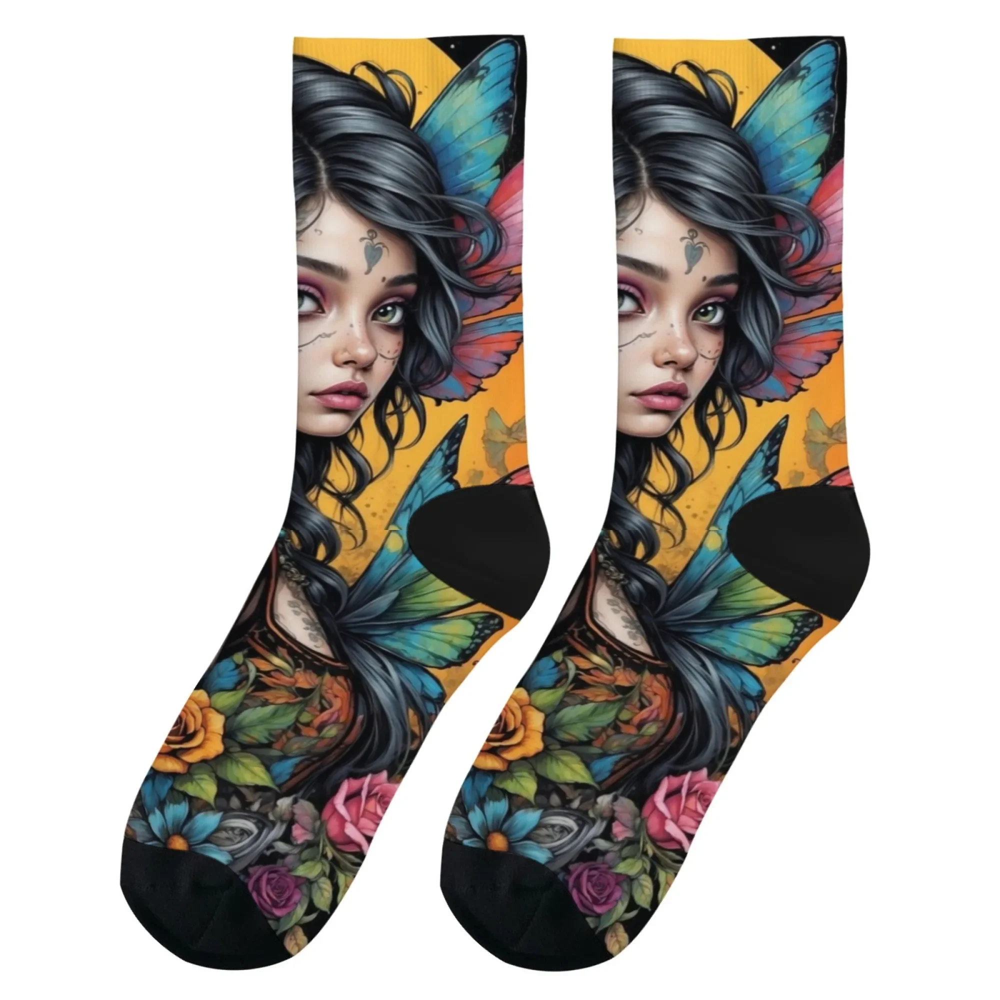 فراشة الورد الجنية متعة الجوارب الجدة مريحة للتنفس عدم الانزلاق الجوارب Harajuku ريترو ستايل للجنسين الترفيه الرياضة في الهواء الطلق