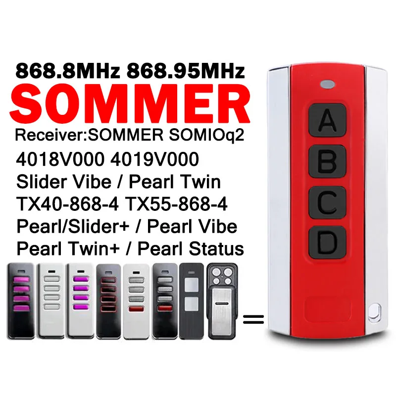 

SOMMER Pearl 4018V000 4019V000 4018V064 TX55-868-4 TX40-868-4 TRX55 SOMloq Slider+ Vibe Twin Twin+ Status Пульт дистанционного управления гаражом