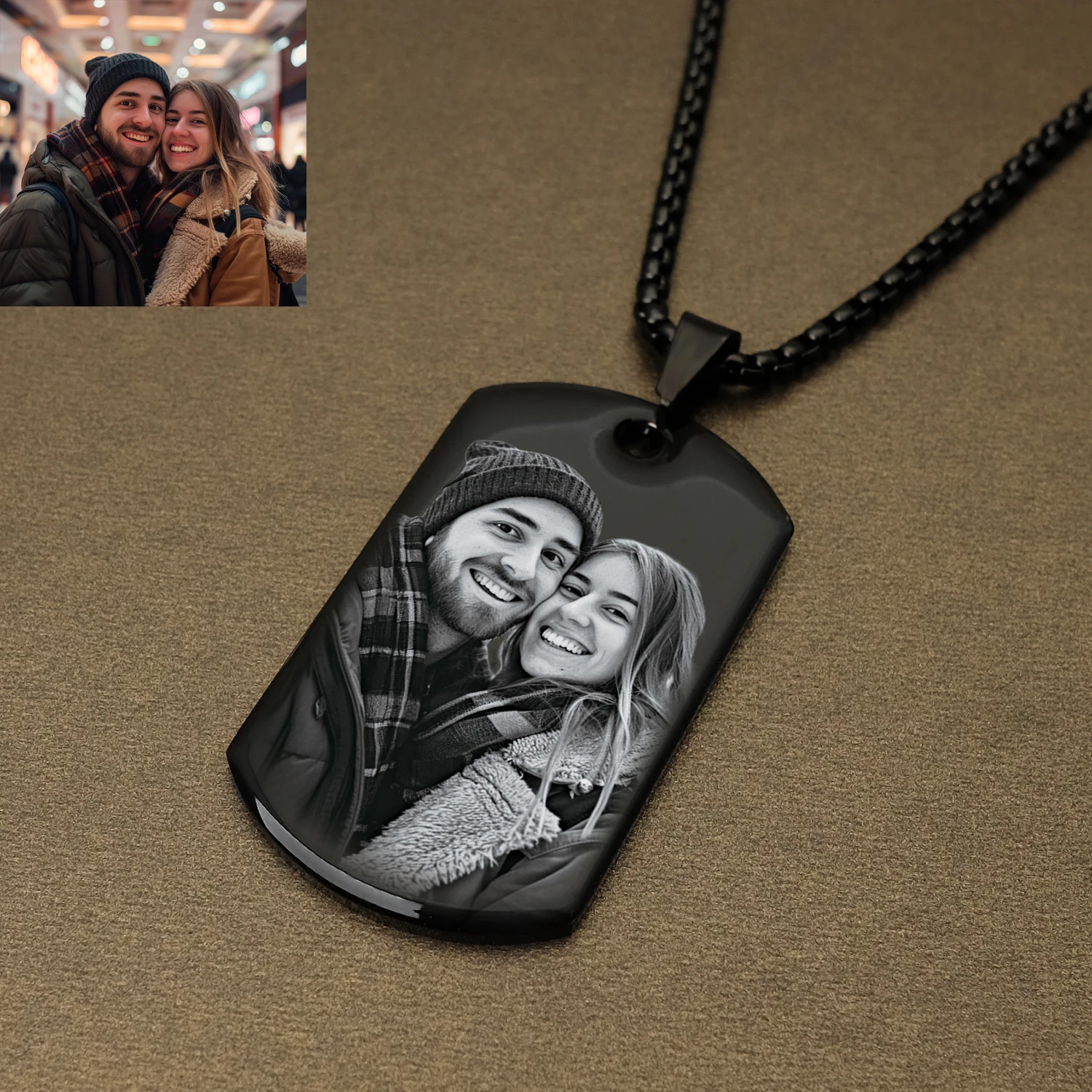 Personalized Photo Necklace Pendant Custom Pet Memorial Necklace,Customized Engraved Necklace with Photo Christmas Gifts