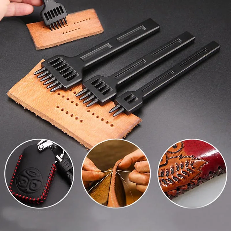 Leather Craft Tool Hand Hole Punches DIY Round Stitching Punch Sewing Stitching Punch Carving Work Saddle Set Spacing Punch Tool