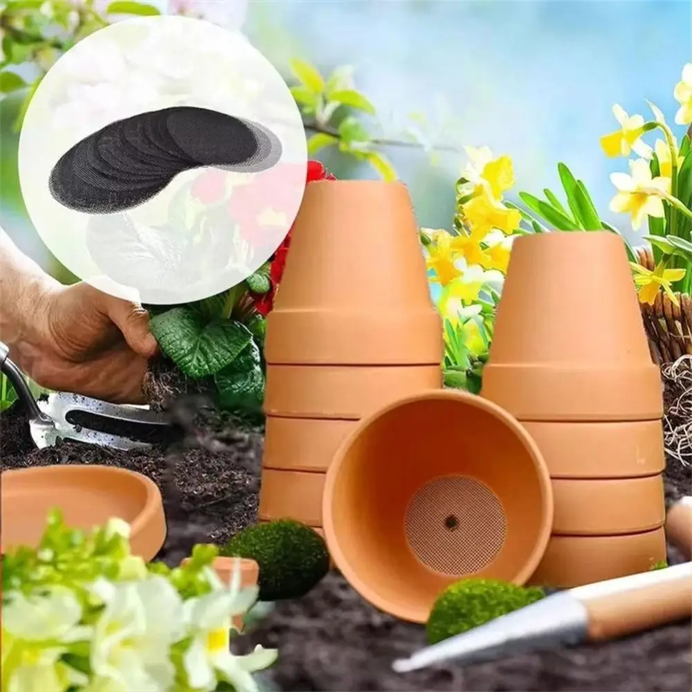 50PCS/Set Plastic Flower Pot Hole Mesh Pad Round Prevent Soil Loss Flower Pot Bottom Mat Breathable Flower Pot Gasket Garden
