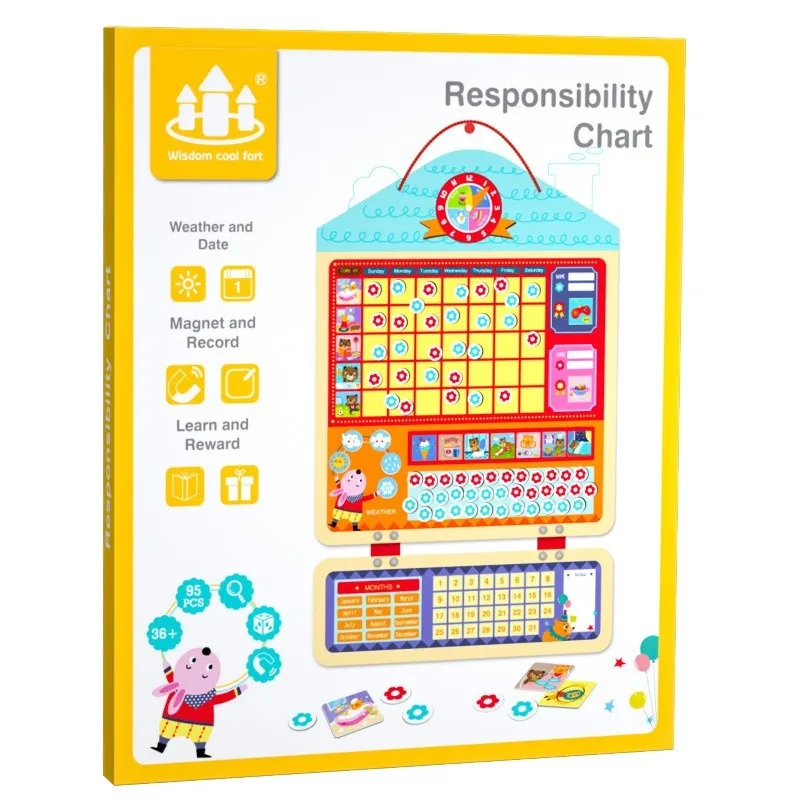 Children Habit Growth Educational Toys Magnetic Tracking Reward Chart Self-discipline Activity Planner Board for 3-12