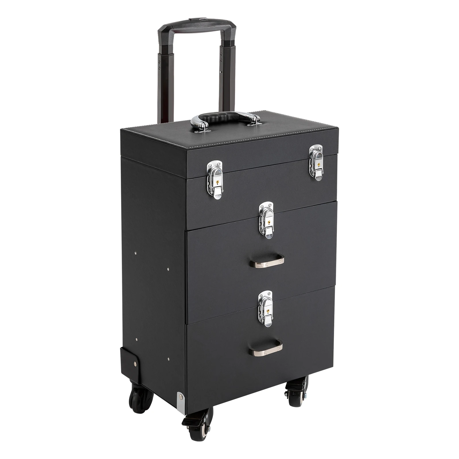Professional Rolling Nail Art Makeup Case With Swivel Wheels, Large‑Capacity Cosmetic Trolley Storage Organizer With Drawers for Beauty Salon