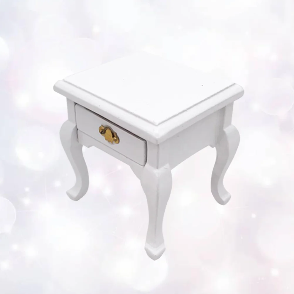 

Miniature Bedside Table for 1:12 Dollhouse Wooden Nightstand Decor Kids Room Box Fairy Garden Interior Accessories Lightweight