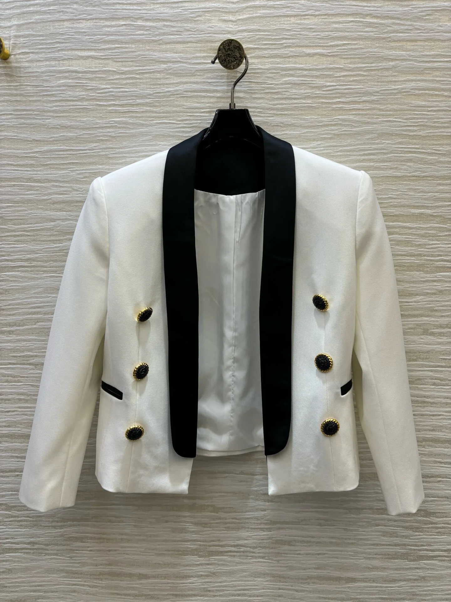 

EVACANDIS Women Autumn New Double Breasted Blazer Coat Office Lady Chic Hit Color Turn-down Collar High Quality Elegant Tops