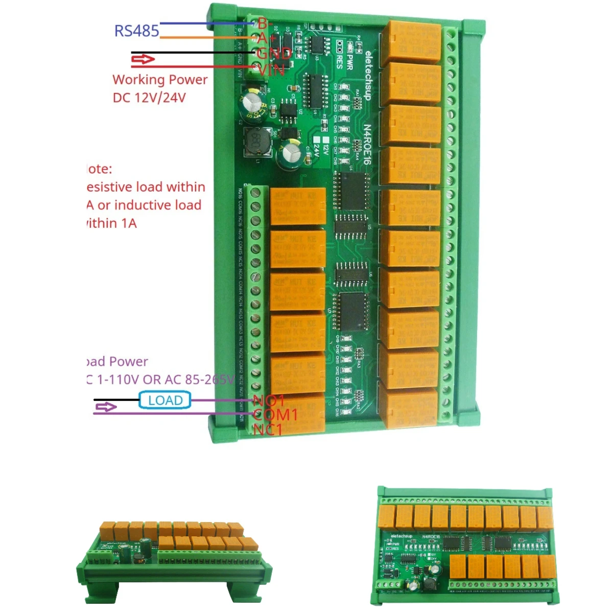 

DC 12В/24В 16CH Micro Size RS485 Реле Modbus 3A цифровая Выходная плата Rtu PLC Выходная Плата расширения